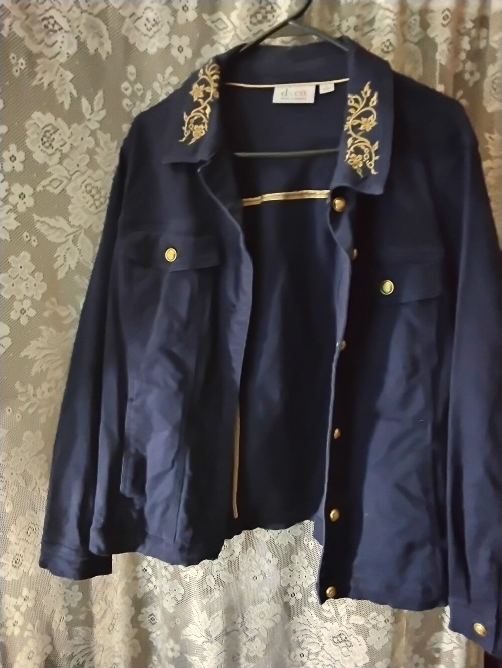Denim&Co Navy Jacket with Gold Embroidery